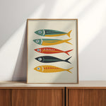 Five Sardines Mid Century Modern Art Print - Tejas Country Club