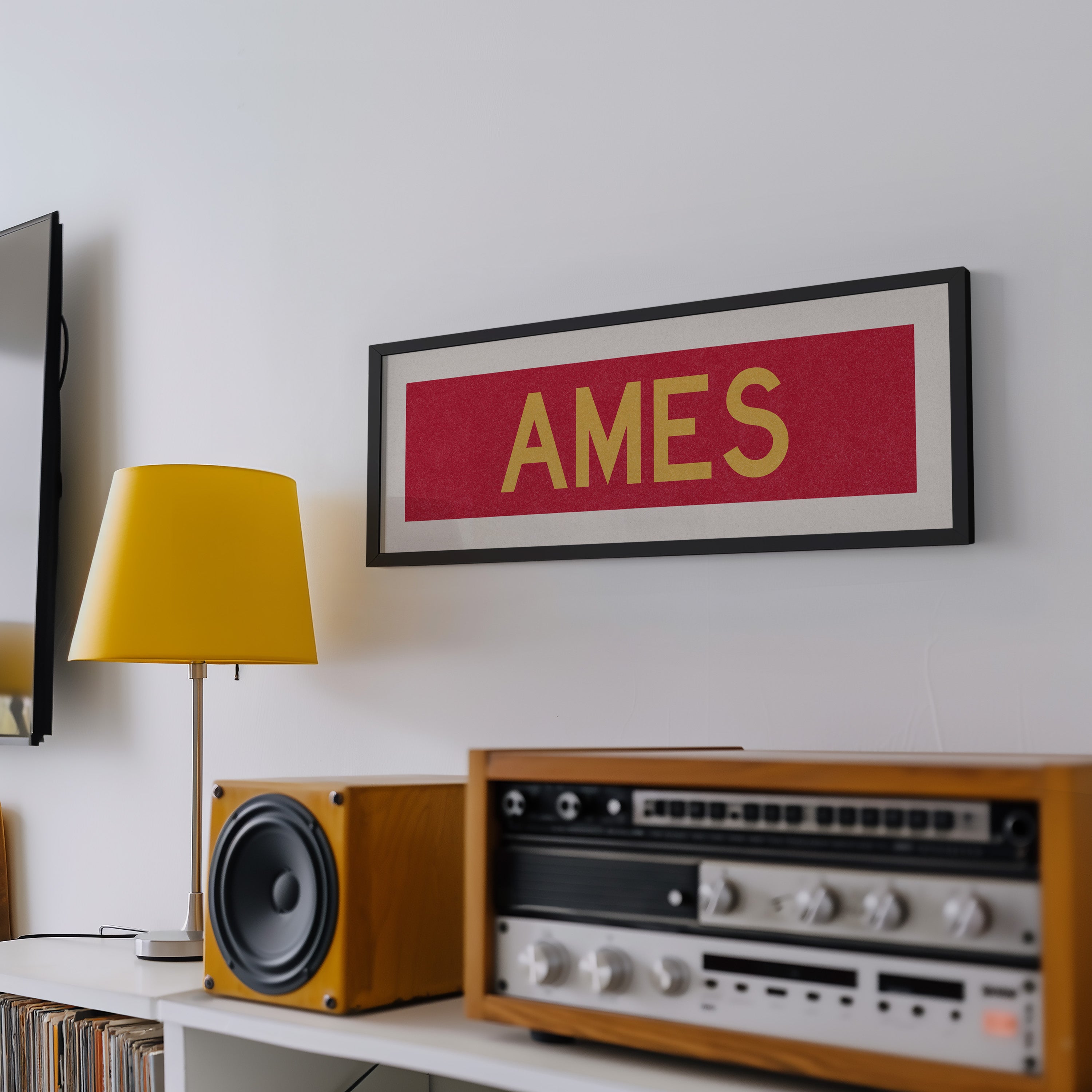 Framed Ames Red and Gold Bus Scroll - Tejas Country Club