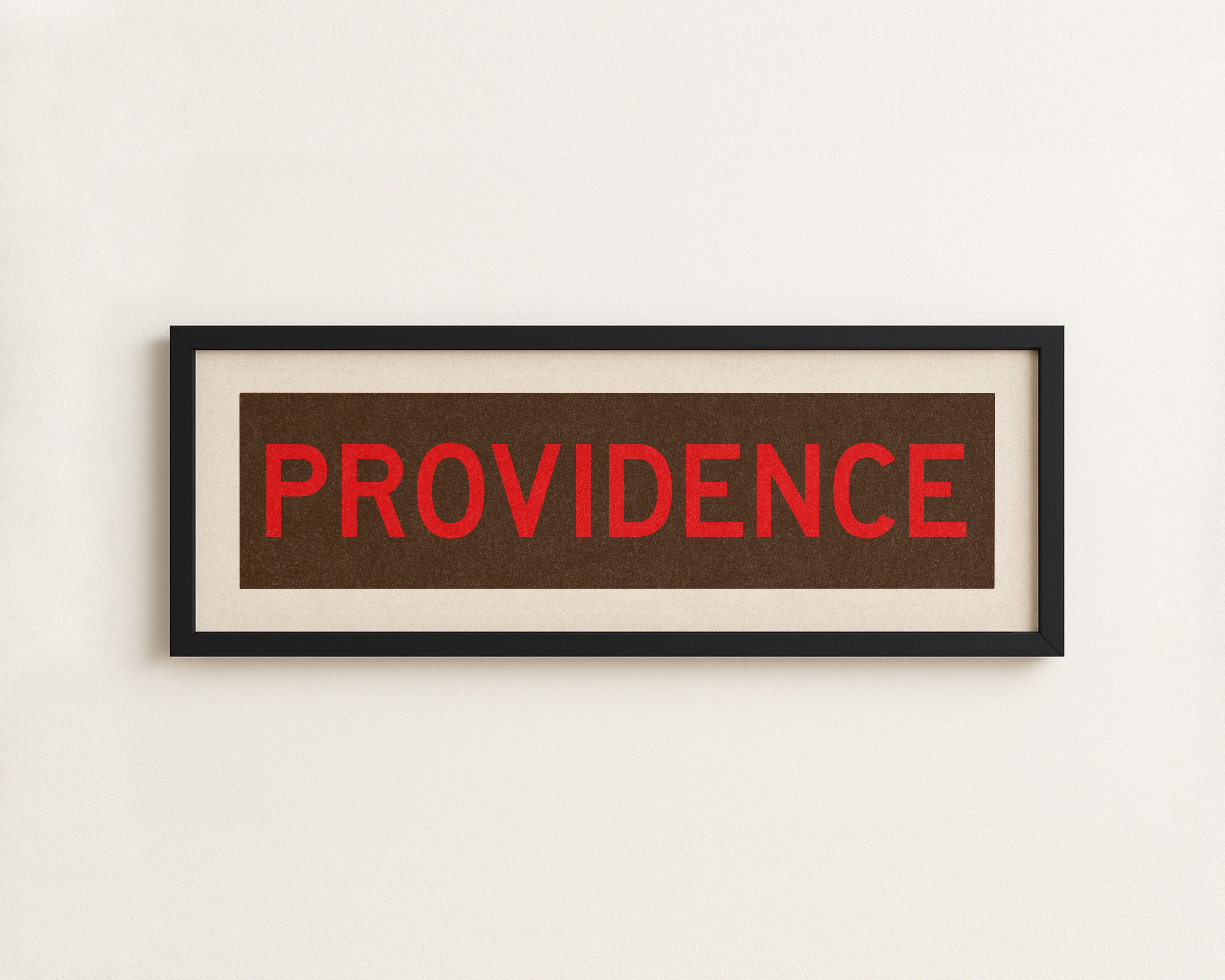 Framed Providence Brown and Red Bus Scroll - Tejas Country Club