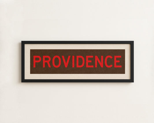 Framed Providence Brown and Red Bus Scroll