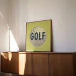 Retro Golf Ball Art Print Lemon Yellow - Tejas Country Club