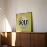 Retro Golf Ball Art Print Lemon Yellow - Tejas Country Club