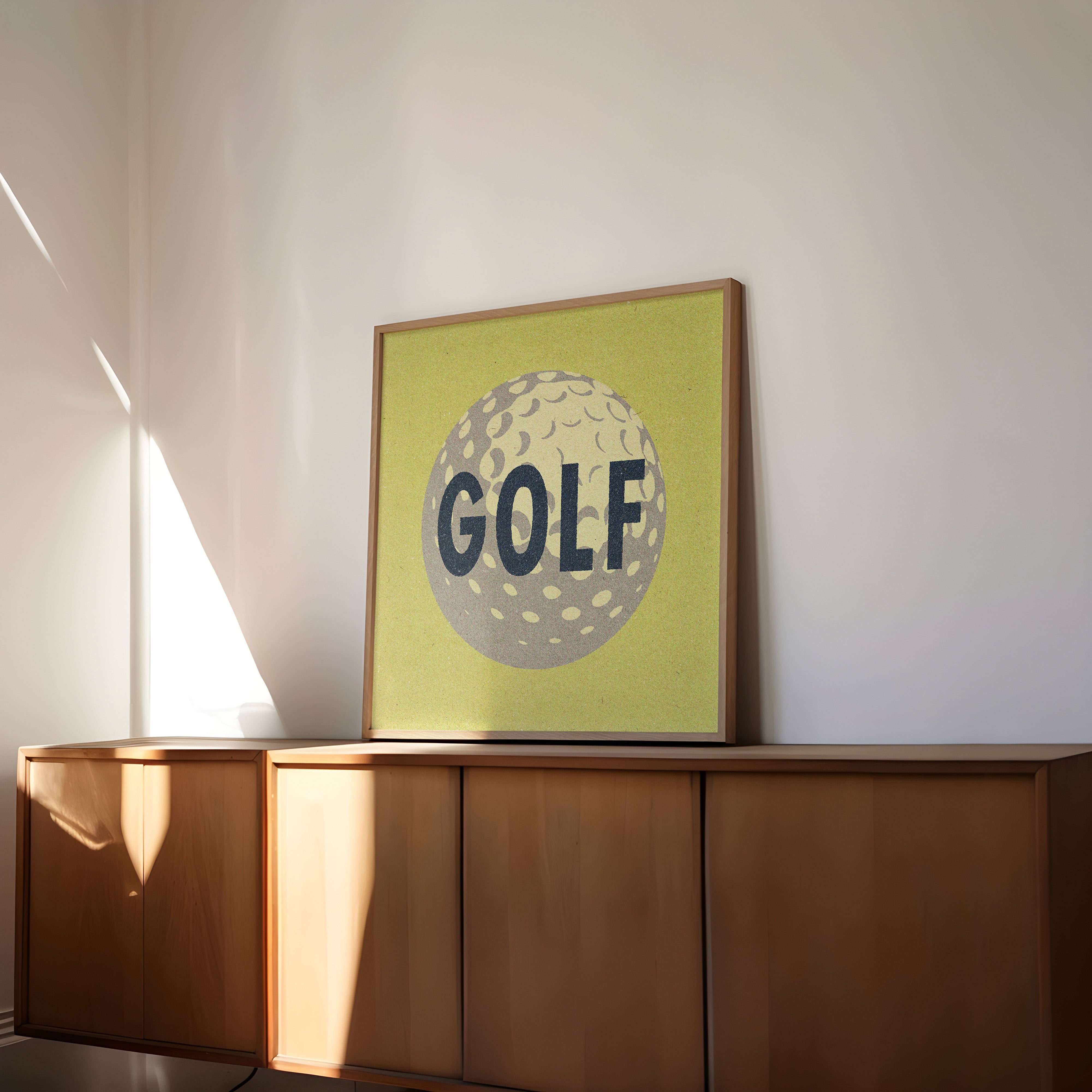 Retro Golf Ball Art Print Lemon Yellow - Tejas Country Club
