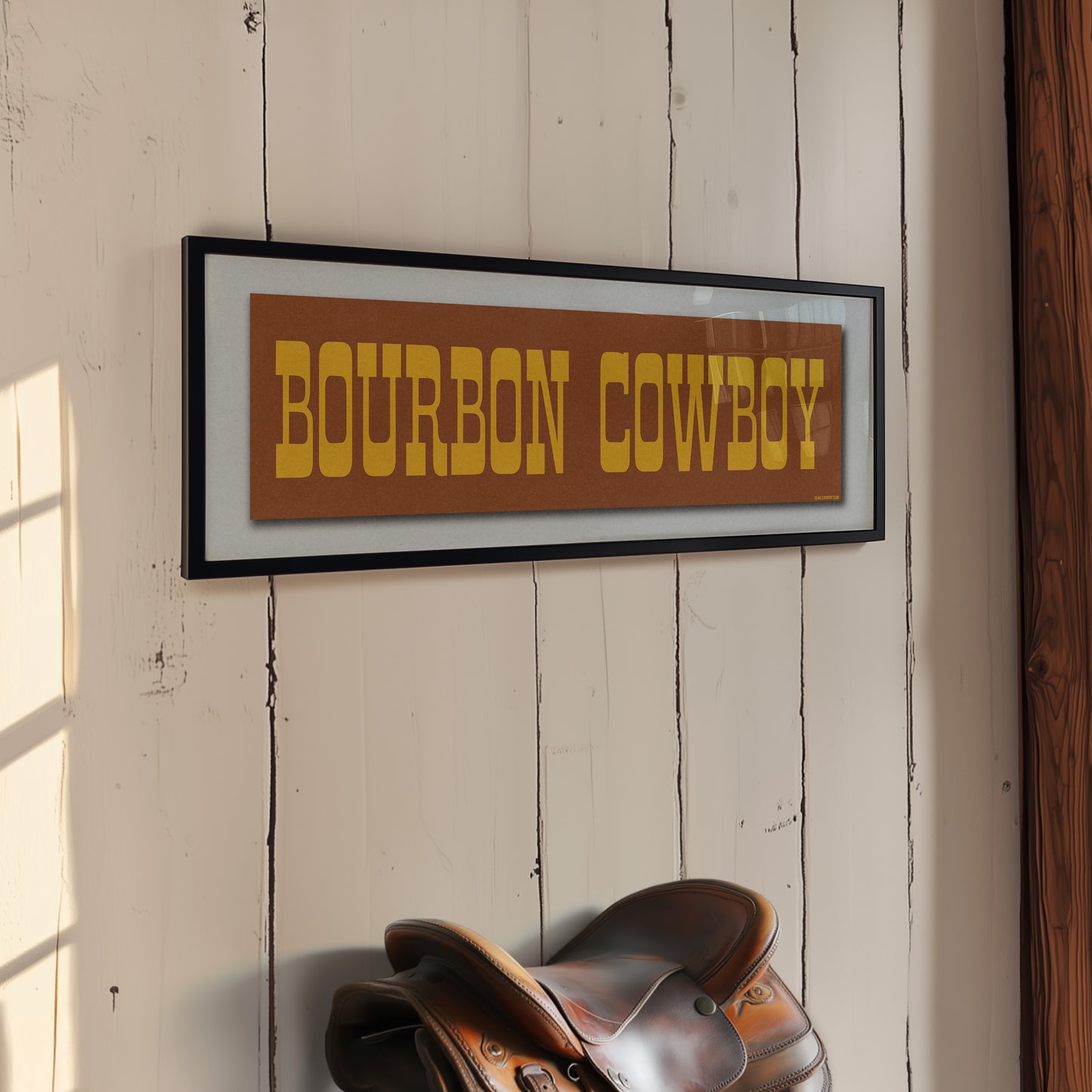 Framed Bourbon Cowboy Vintage Brown Bumper Sticker Art Print