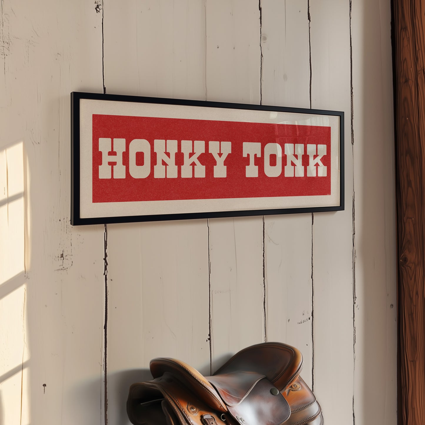 Framed HONKY TONK Sign Red & White Art Print