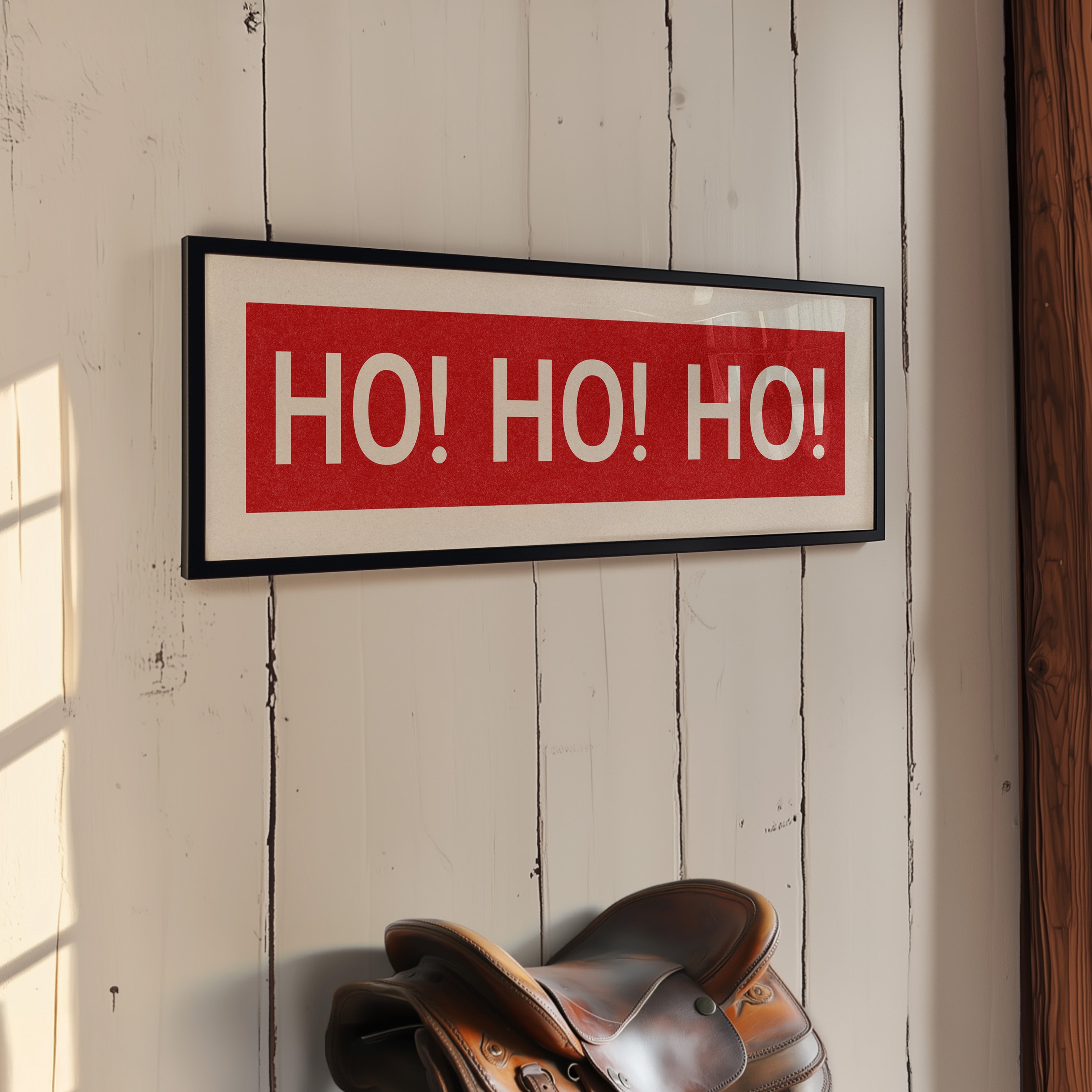 Framed Ho! Ho! Ho! Red Christmas Art Print - Tejas Country Club