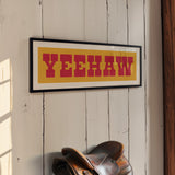 Framed YEEHAW Sign Gold & Red Art Print - Tejas Country Club