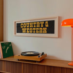 Framed COUNTRY & WESTERN Sign Black & Gold Art Print - Tejas Country Club