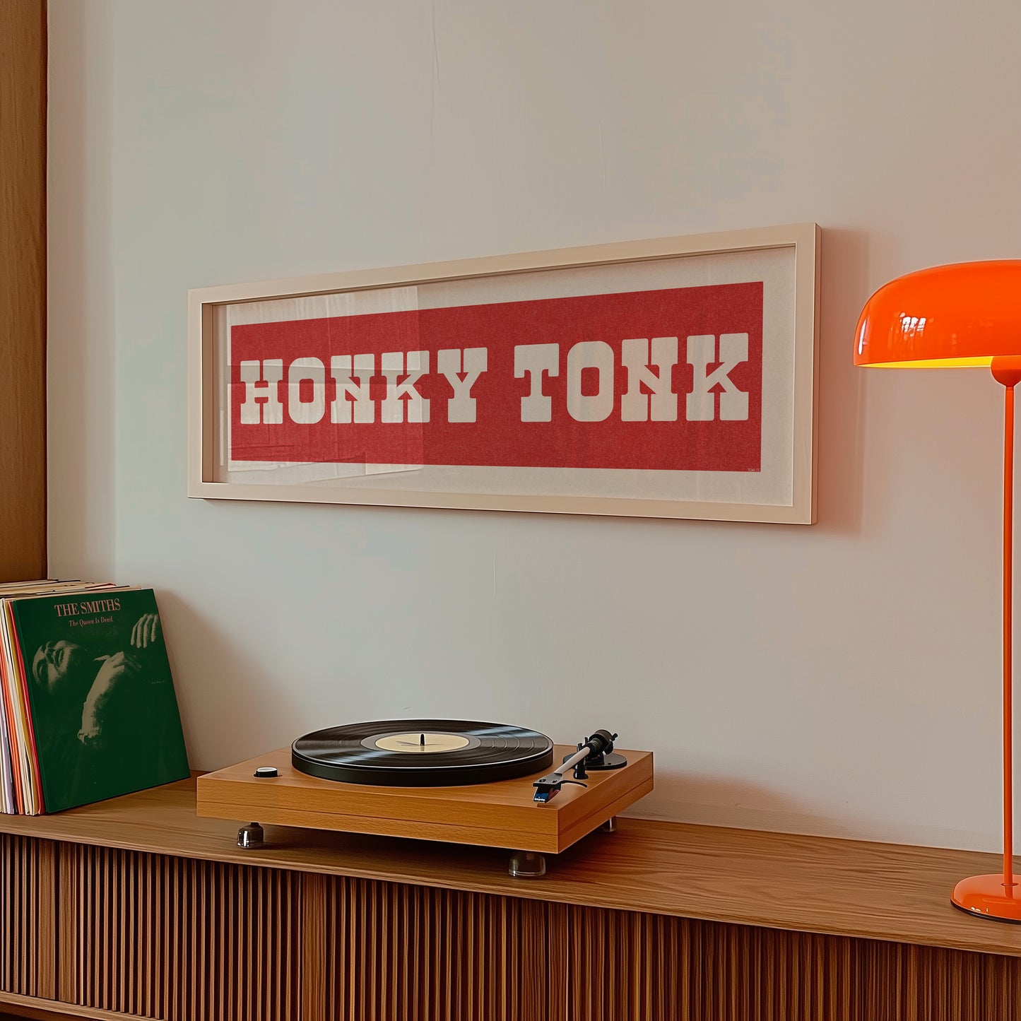 Framed HONKY TONK Sign Red & White Art Print