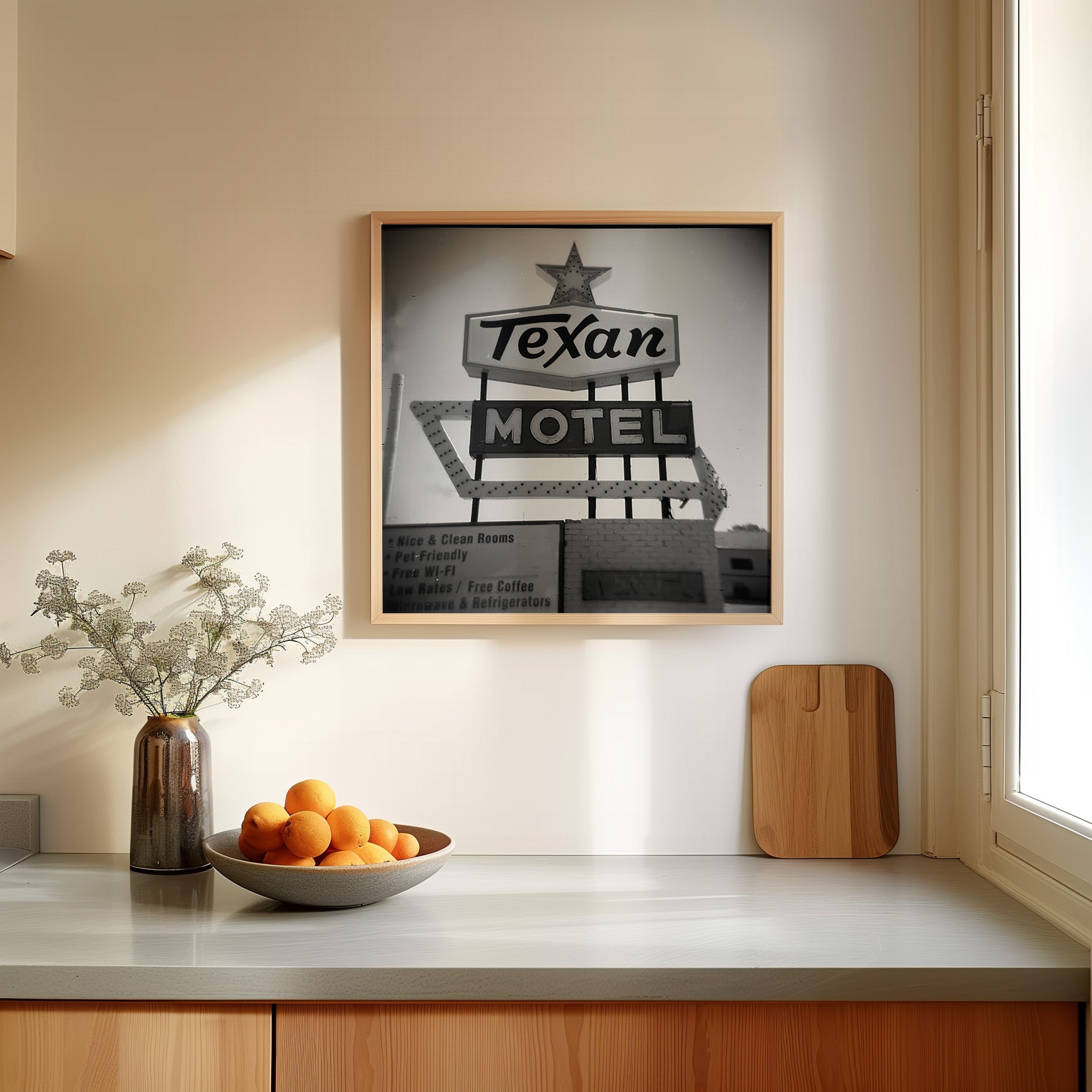Texan Motel Sign Holga Photograph Print - Tejas Country Club