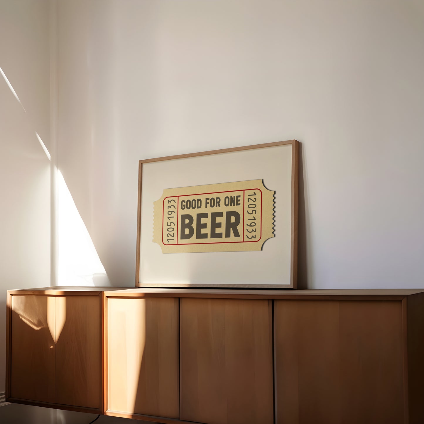 Good For One Beer Ticket Stub Art Print