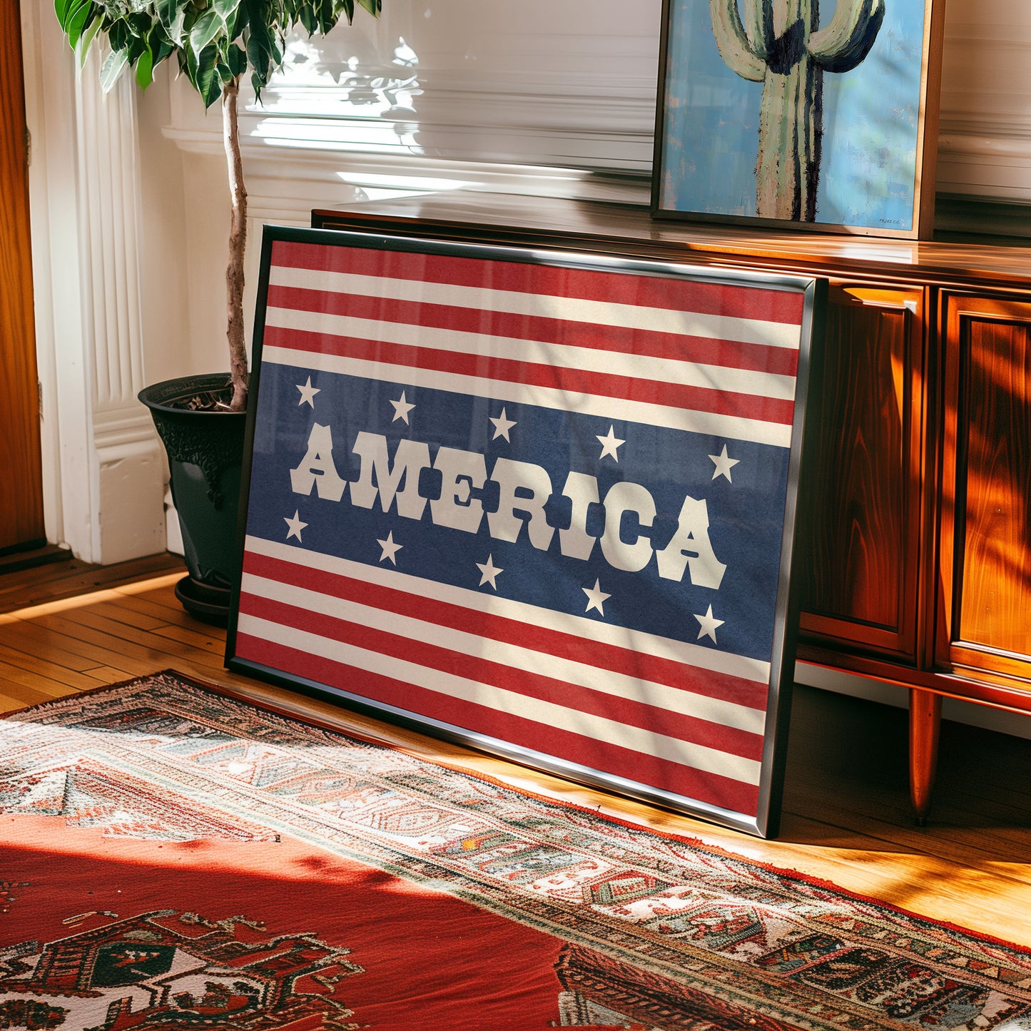 America Flag Style Home Decor Art Print