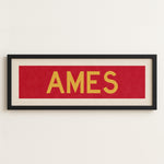 Framed Ames Red and Gold Bus Scroll - Tejas Country Club