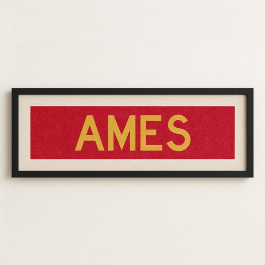 Framed Ames Red and Gold Bus Scroll - Tejas Country Club