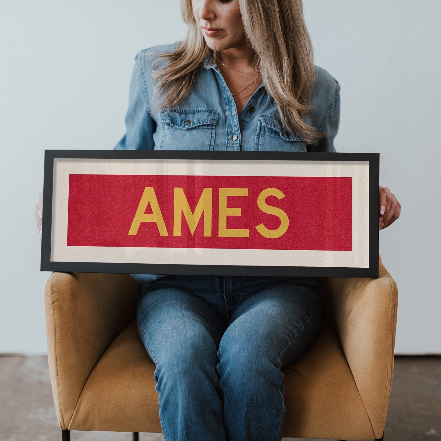 Framed Ames Red and Gold Bus Scroll - Tejas Country Club