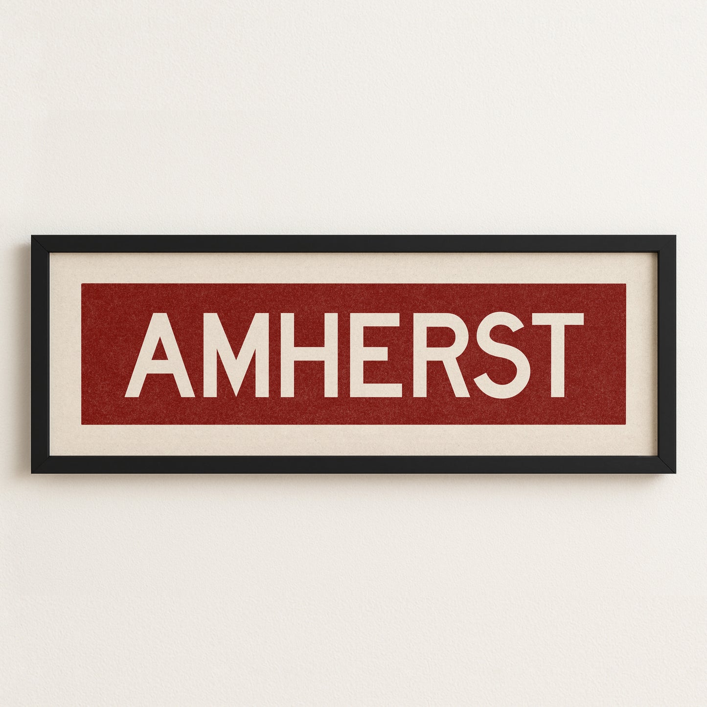 Framed Amherst Maroon and White Bus Scroll - Tejas Country Club