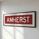 Framed Amherst Maroon and White Bus Scroll - Tejas Country Club