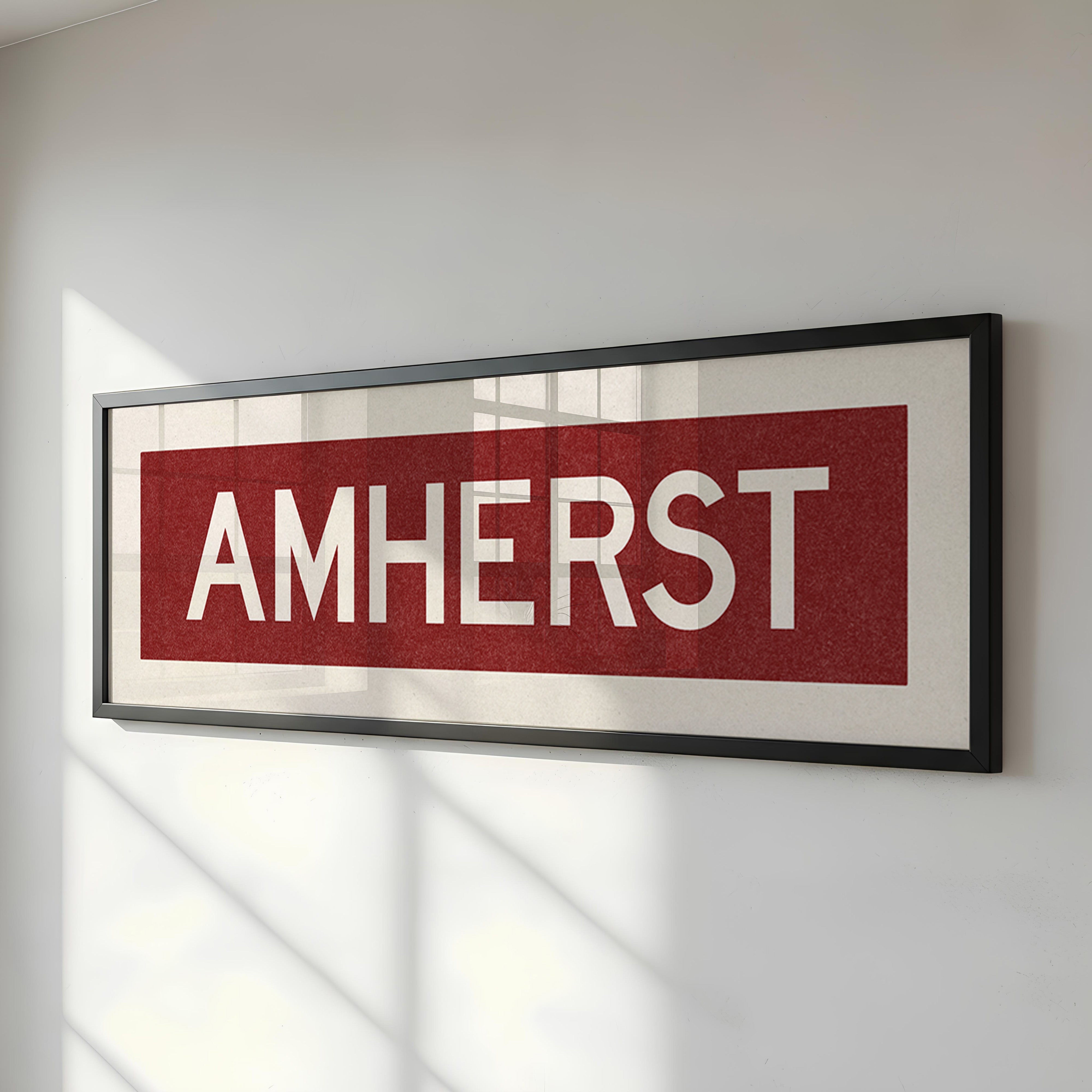 Framed Amherst Maroon and White Bus Scroll - Tejas Country Club