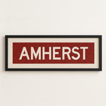 Framed Amherst Maroon and White Bus Scroll - Tejas Country Club