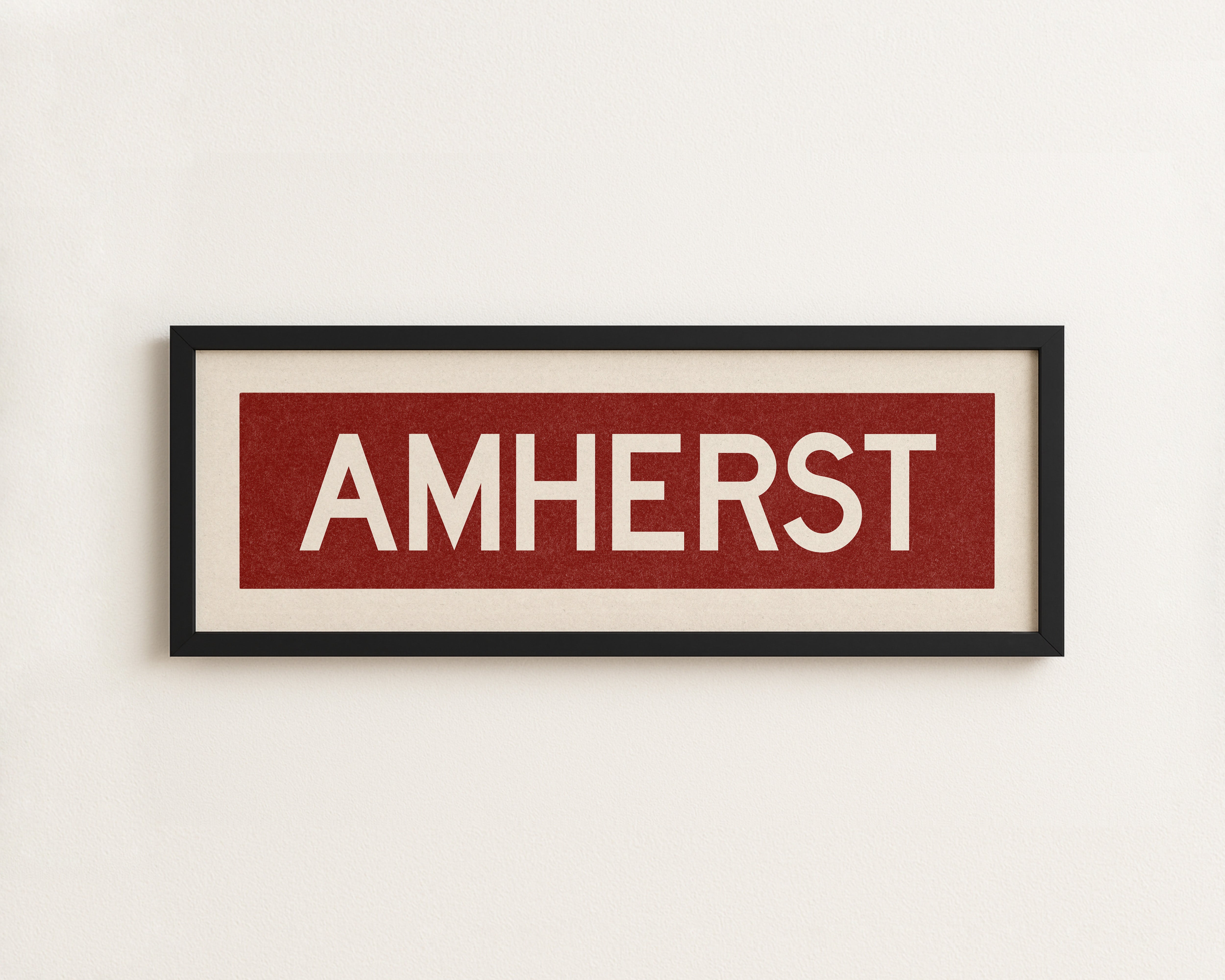 Framed Amherst Maroon and White Bus Scroll - Tejas Country Club