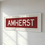 Framed Amherst Maroon and White Bus Scroll - Tejas Country Club