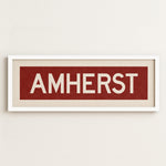 Framed Amherst Maroon and White Bus Scroll - Tejas Country Club