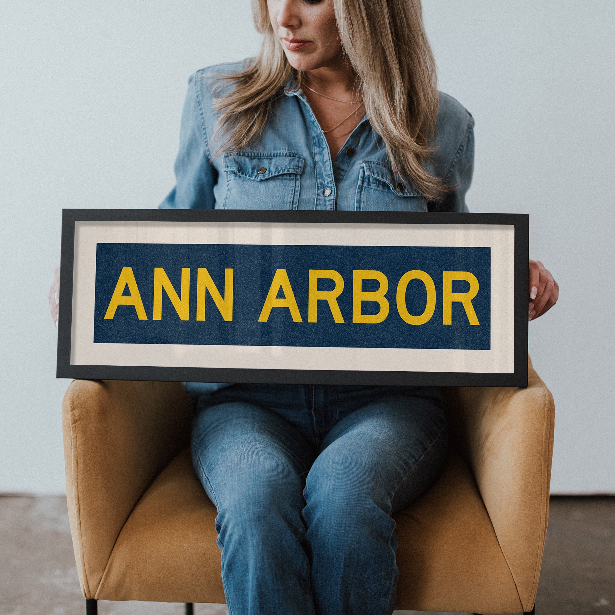 Framed Ann Arbor Navy Bus Scroll - Tejas Country Club