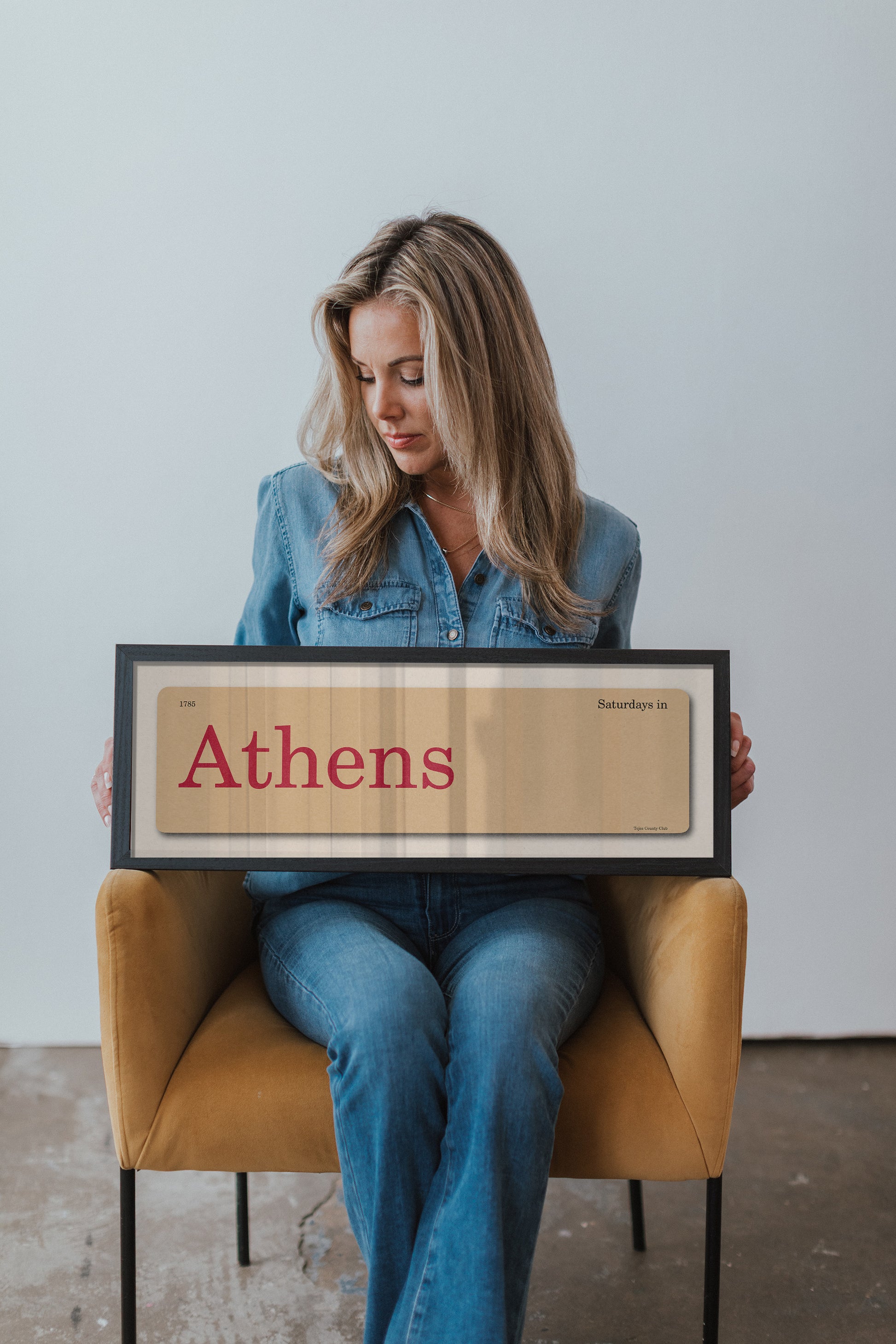 Saturdays in Athens, Georgia Vintage Flash Card Framed Print - Tejas Country Club
