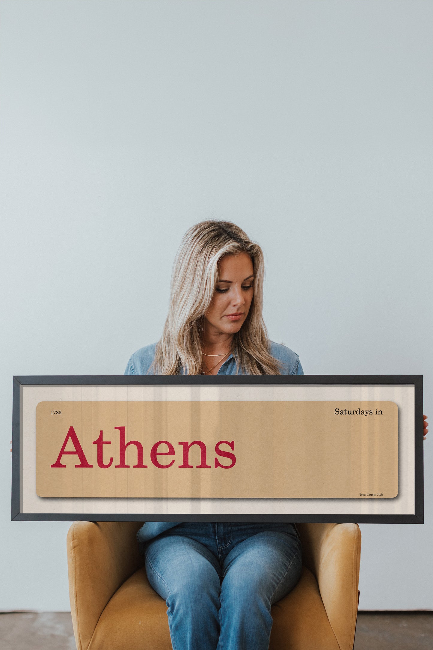 Saturdays in Athens, Georgia Vintage Flash Card Framed Print - Tejas Country Club