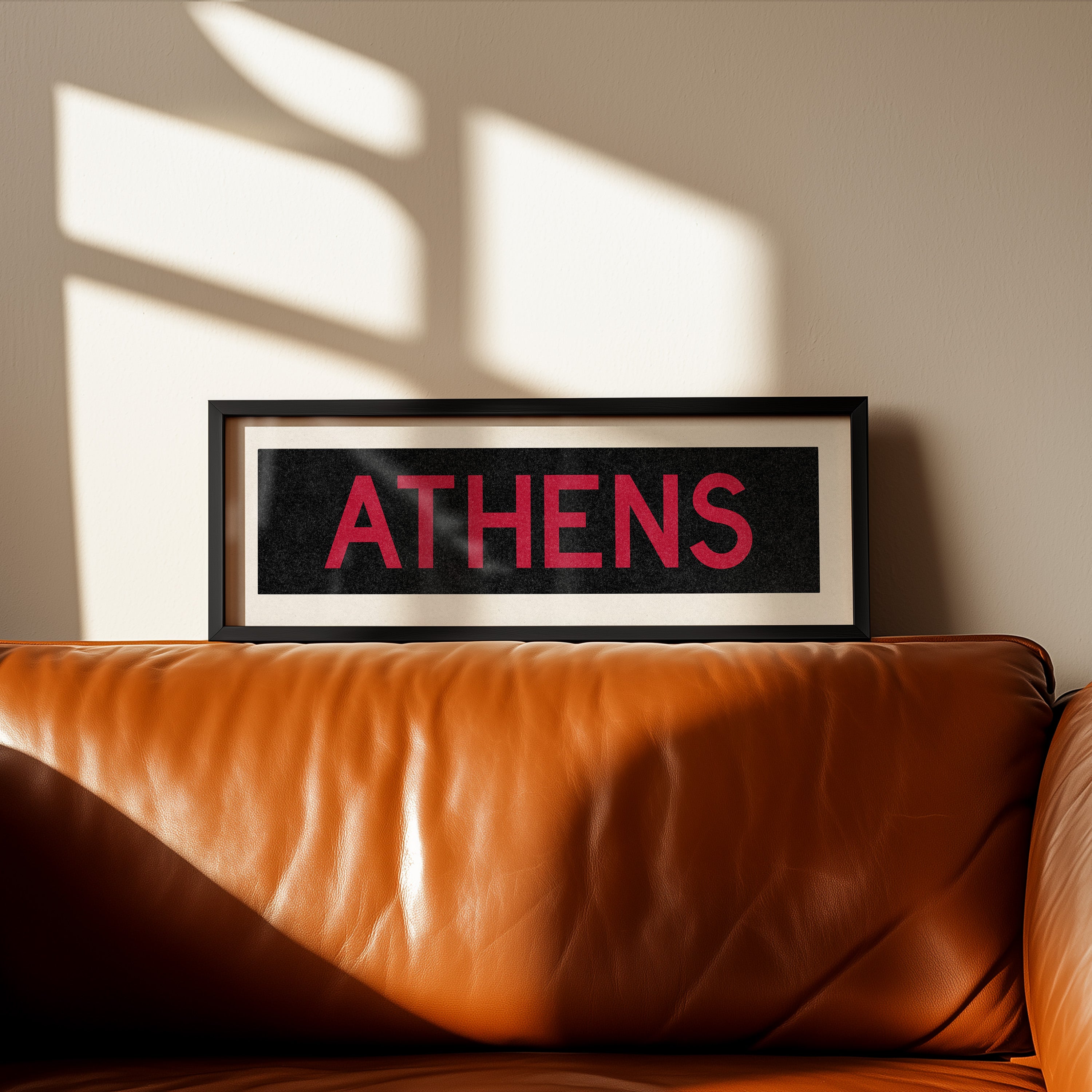 Framed Athens Red and Black Bus Scroll - Tejas Country Club