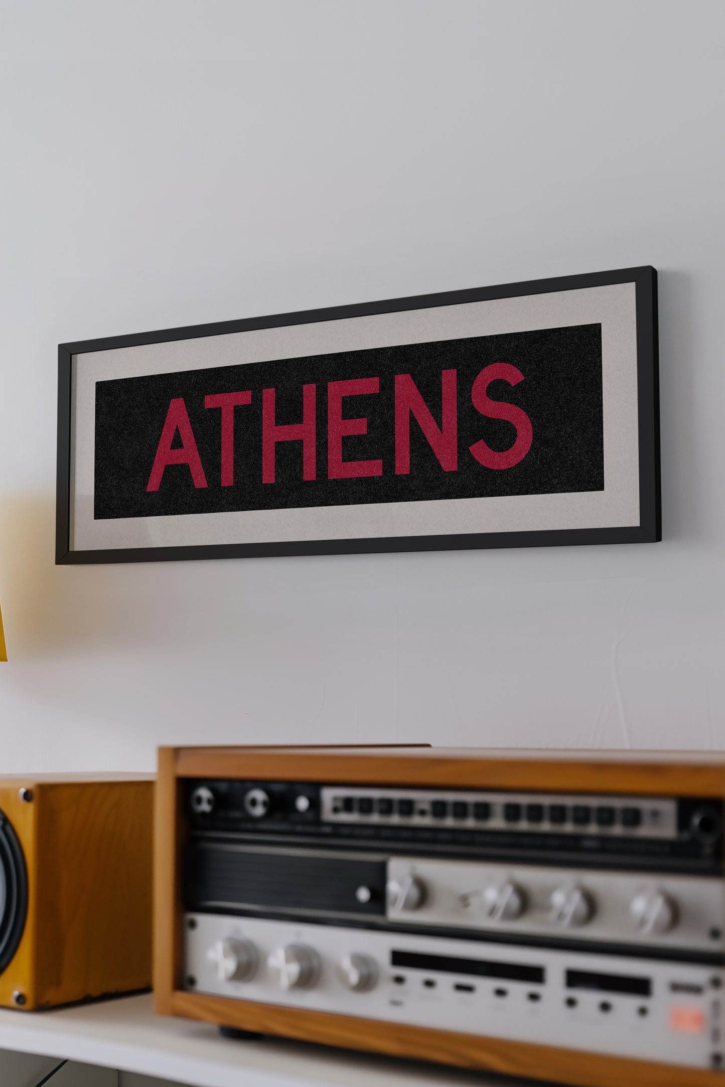 Framed Athens Red and Black Bus Scroll