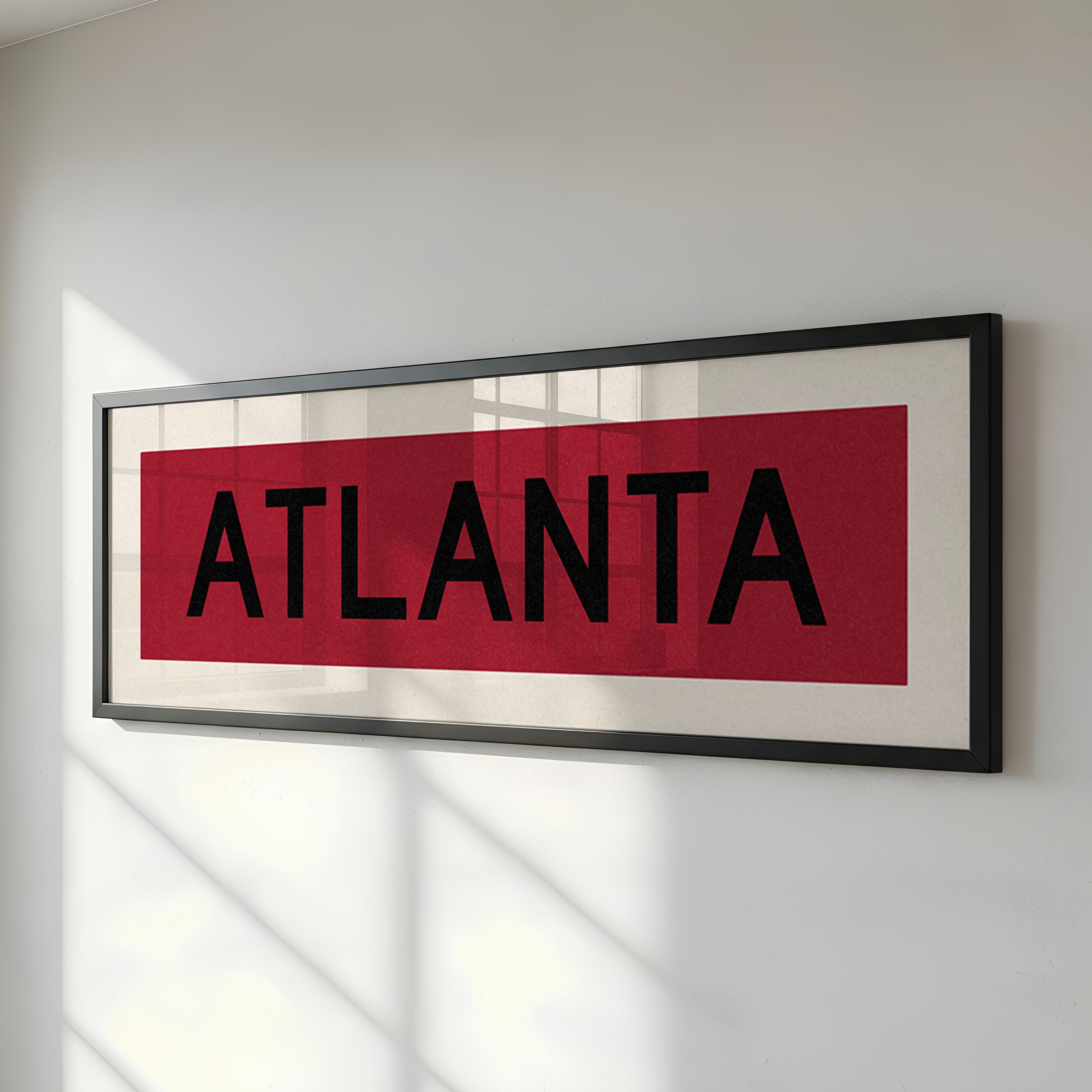 Framed Atlanta Georgia Red and Black Bus Scroll
