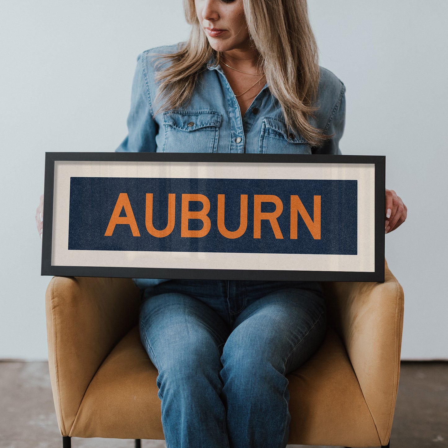 Framed Auburn Navy Bus Scroll - Tejas Country Club