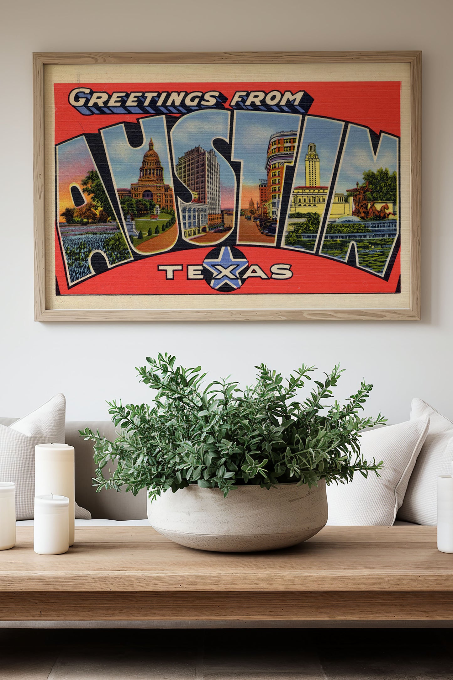 Austin Texas Vintage Postcard Print