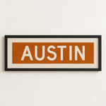 Framed Austin Orange Bus Scroll - Tejas Country Club