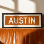Framed Austin Orange Bus Scroll - Tejas Country Club