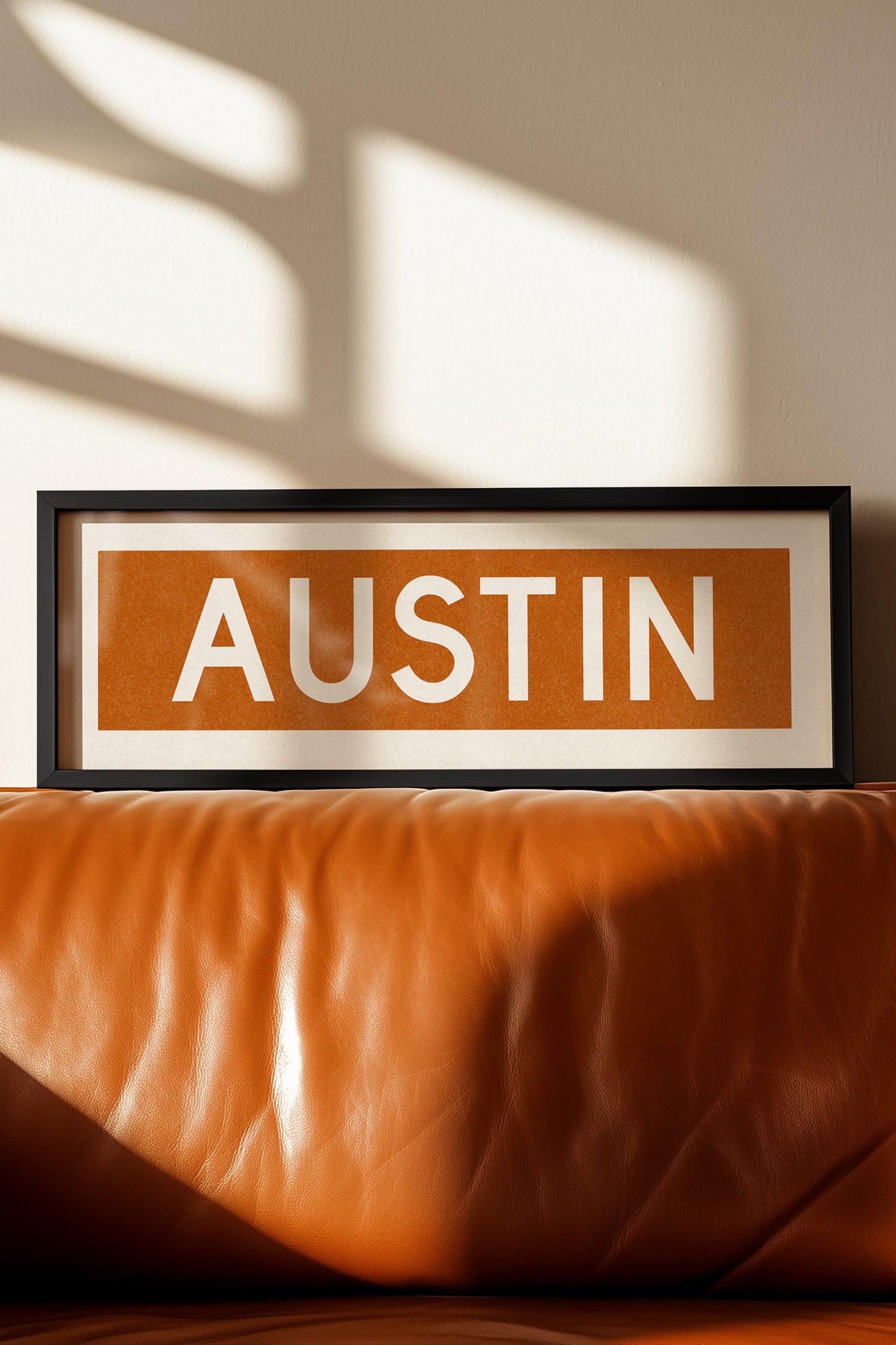 Framed Austin Orange Bus Scroll