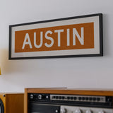 Framed Austin Orange Bus Scroll - Tejas Country Club