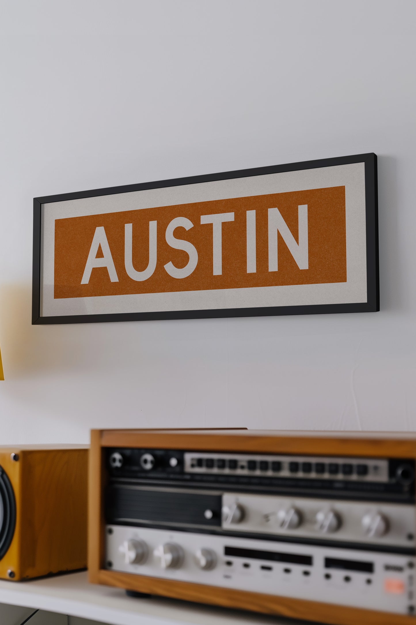 Framed Austin Orange Bus Scroll