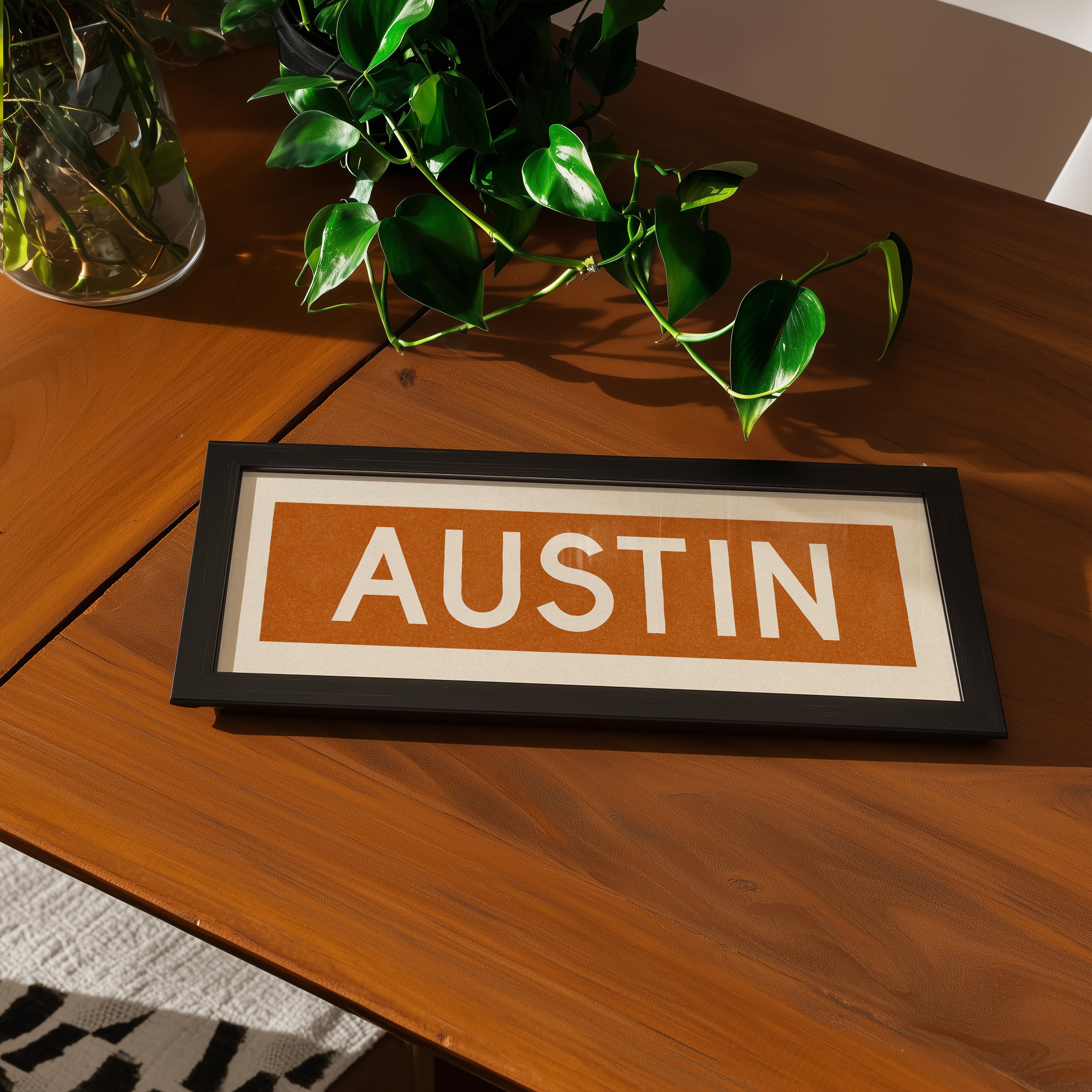 Framed Austin Orange Bus Scroll - Tejas Country Club