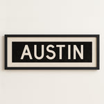 Framed Austin Bus Scroll Sign - Tejas Country Club