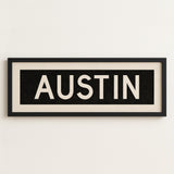 Framed Austin Bus Scroll Sign - Tejas Country Club