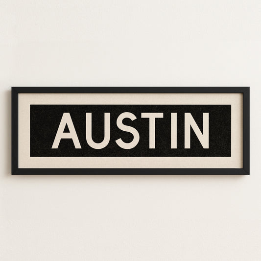 Framed Austin Bus Scroll Sign - Tejas Country Club