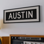 Framed Austin Bus Scroll Sign - Tejas Country Club