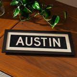 Framed Austin Bus Scroll Sign - Tejas Country Club