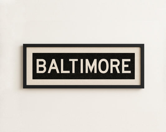 Framed Baltimore Maryland Bus Scroll