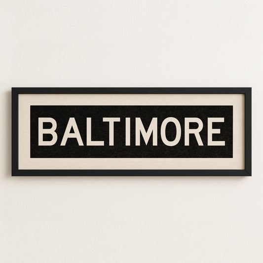 Framed Baltimore Maryland Bus Scroll