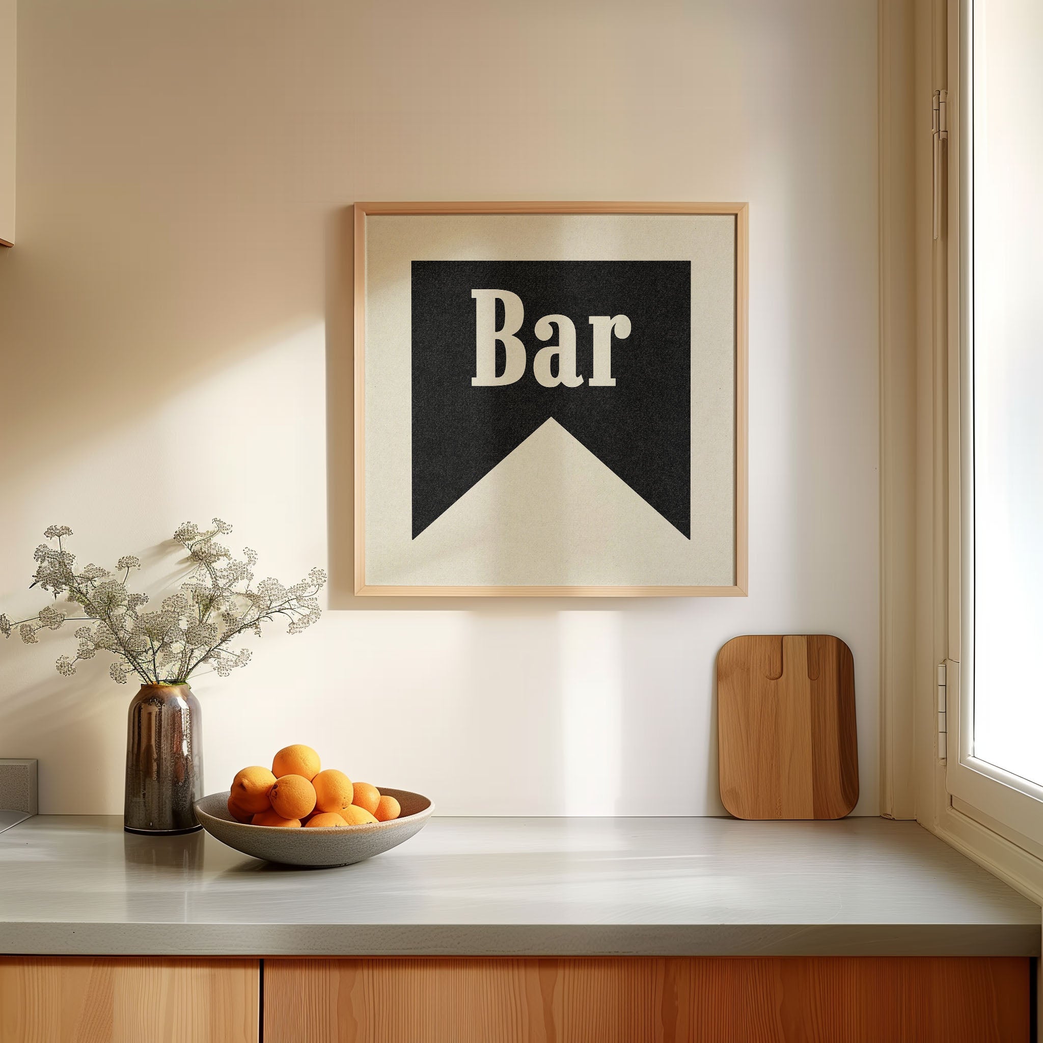 Bar Black Banner Tab Typography Square Art Print - Tejas Country Club