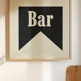 Bar Black Banner Tab Typography Square Art Print - Tejas Country Club