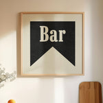 Bar Black Banner Tab Typography Square Art Print - Tejas Country Club